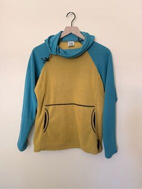Melanzana Teal and Mustard Waffle Hoodie